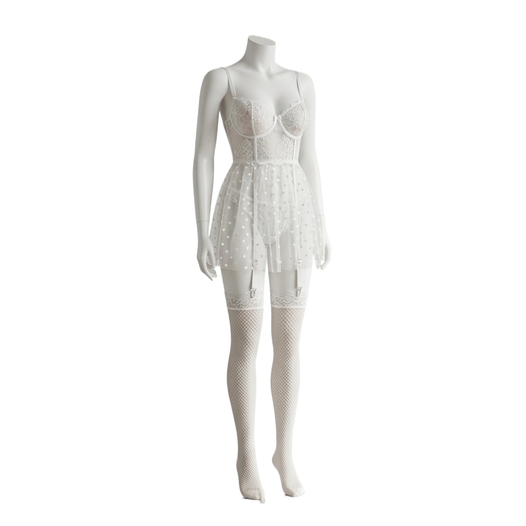 Damski biały koronkowy komplet – Babydoll Chemise Night recenzja i cena